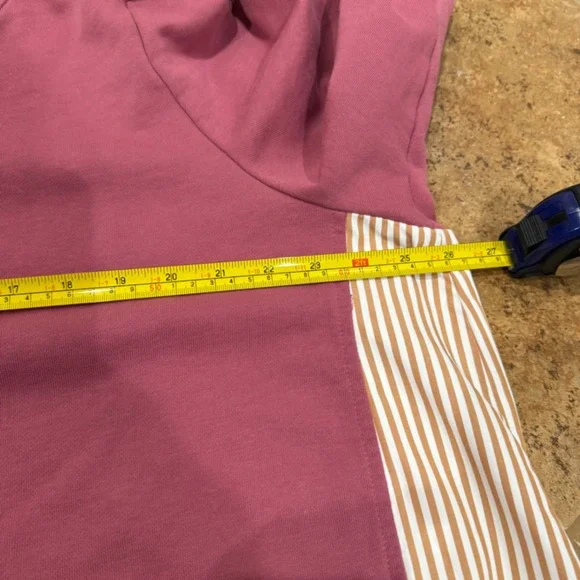 Maeve Anthropologie Layered Tunic Sweatshirt 3X Mixed Media Puff Sleeve Mauve Pi - Picture 5 of 12